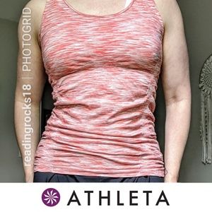 Athleta Spacedye Breathe Tank Orange Peach LARGE